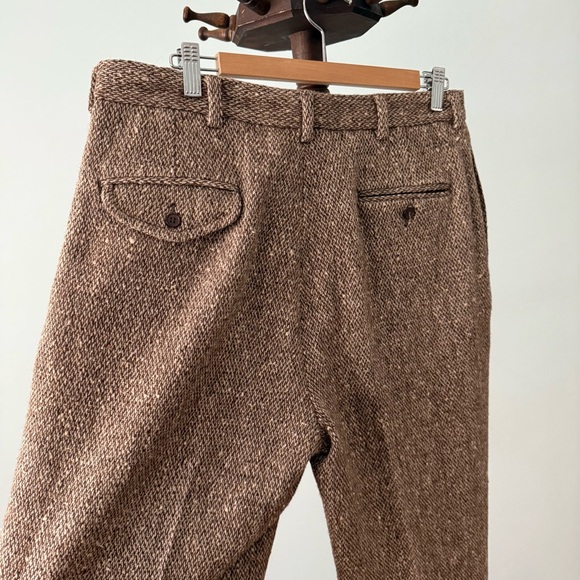 Polo Ralph Lauren Brown Tweed Wool Pleated Trousers Vintage Classic Fit 33x30 - Picture 6 of 13